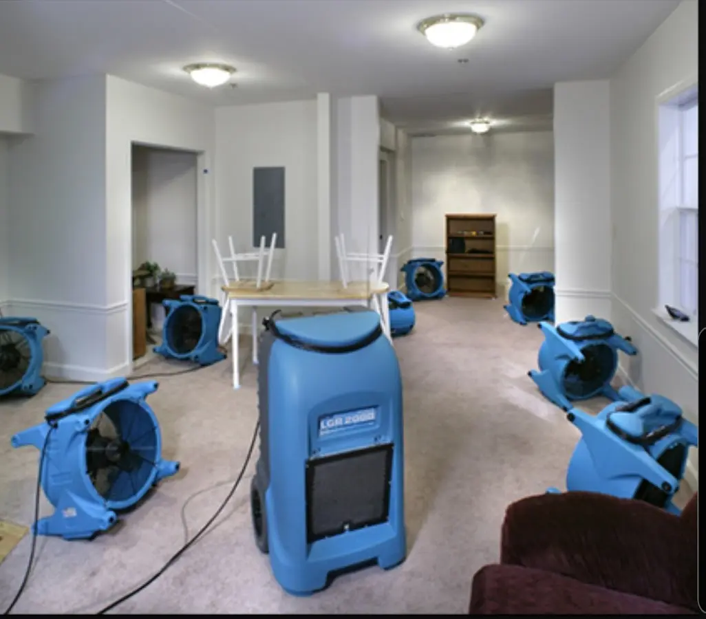 Air movers and dehumidifier setup for Water Damage Restoration in PiÃ±on Hills